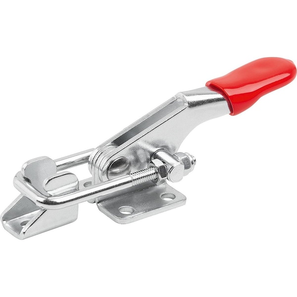 Latch-Action Clamp With Fixed Jaw Standard, F1=1600, Form:A, Steel Electro Zinc-Plated, Comp:Plastic